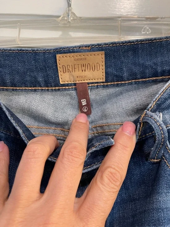 DRIFTWOOD Dark Blue Flare Jeans with Floral Embroidery - Picture 3 of 7